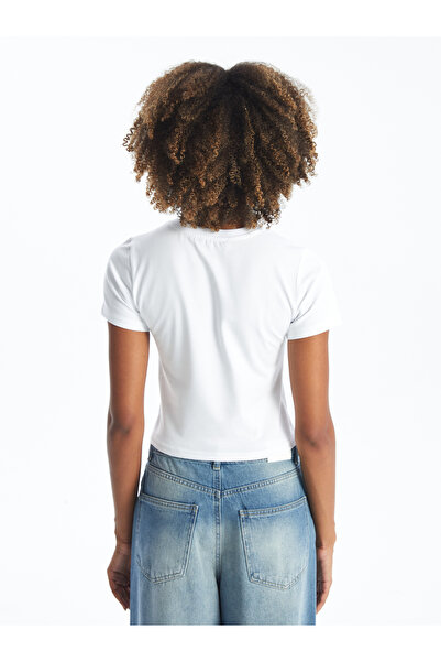 LC Waikiki Dámské triko s potiskem Stone Printed Crew Neck - Krátký rukáv