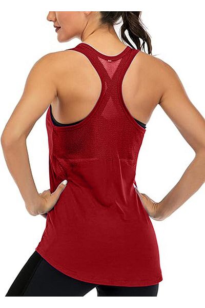GHASSY CO. Ghassy Co. المرأة Racerback عارية الذراعين شبه شبكة التدريب اليوغا الجري اللياقة البدنية القميص تانك القمم 1780