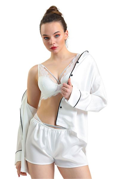 JENSCA Πέτρινο Λεπτομερές Σουτιέν Ecru Lace 4686 - Magic Form
