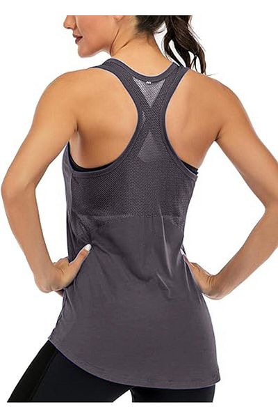 GHASSY CO. Ghassy Co. Women's Racerback Back Open Semi Mesh Training Yoga Running Sports Athlete Tank Tops 1780