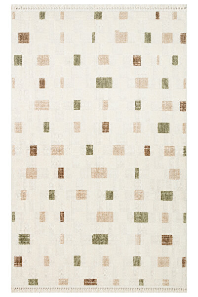 Eko Halı EKO HALI JOY 02 Green Hav Toz Vermeyen Yumuşak Dokulu Etnik Desenli ...