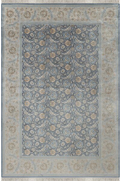 APEX HALI Crystaly 5451 mavi krem Yüksek Kalite Ipek Bambu Parıltılı 100 tara...