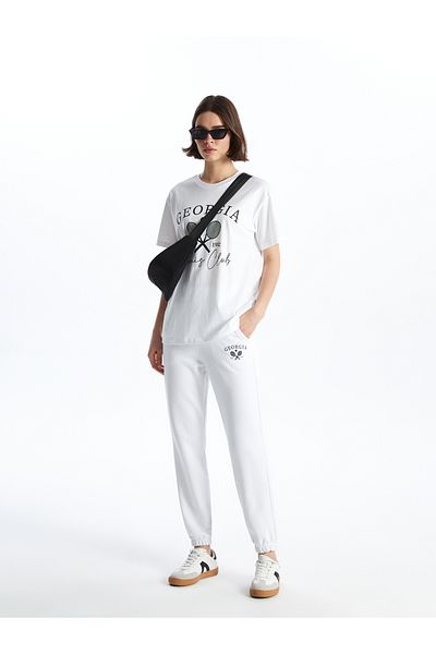LC Waikiki Women's Jogger Sweatpants - Elastic Waist and Printed