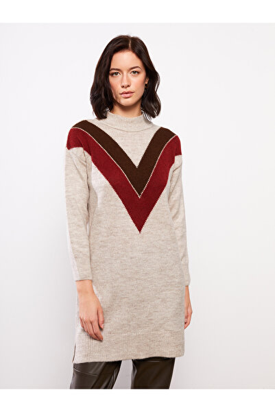 LC Waikiki Mintás, hosszú ujjú, állógalléros női kötöttáru tunika