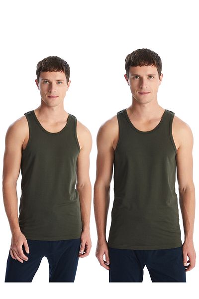 LC Waikiki Men's Combed Cotton Undershirt - U Collar, Pack of 2