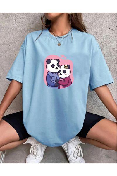Evomind Μπλουζάκι Unisex Oversize Panda με στάμπα