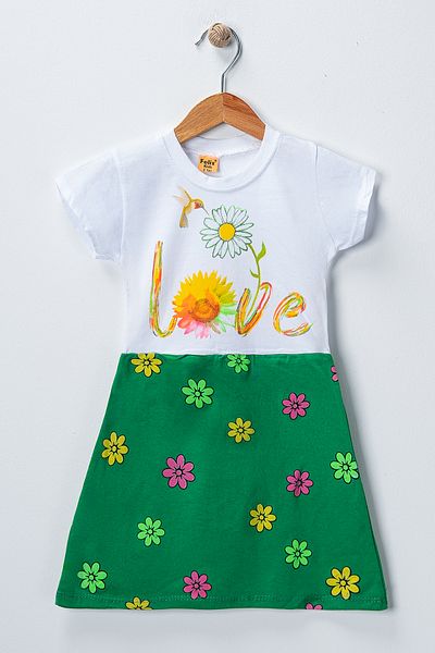 BUUFUU Daisy Printed Short Sleeve Girl's Dress