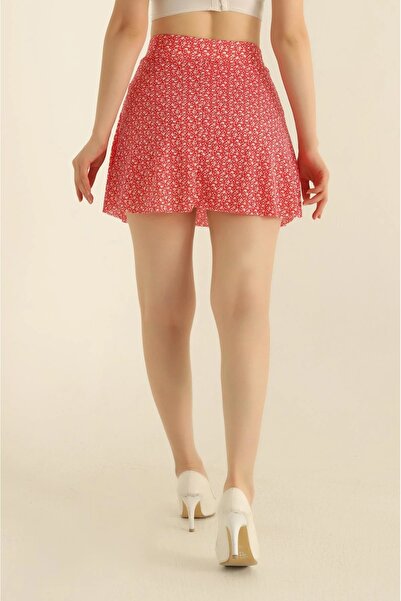 Genel Markalar Kırmızı Helen Kumaş Şort Etek