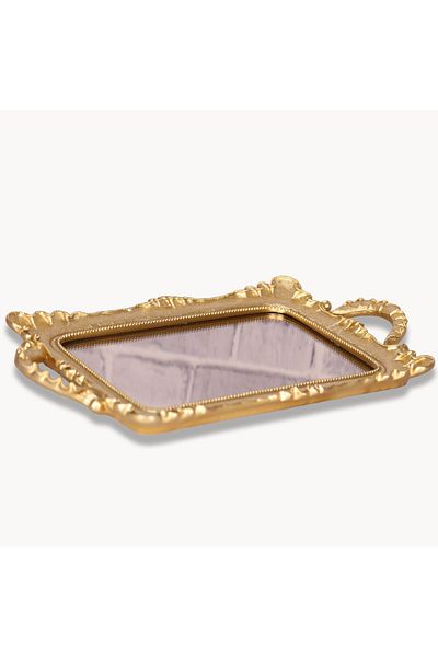 Selim Gold Color Linas Mirrored Tray