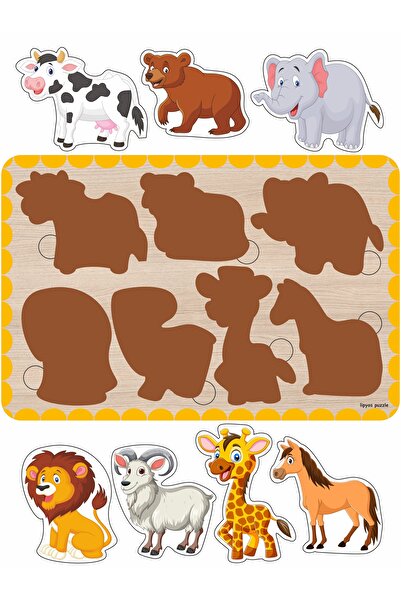 LİPYOS Sevimli Hayvanlar, Ayı, Fil, Aslan Bultak Ahşap Puzzle