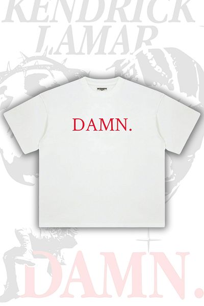 Astranova Kendrick Lamar Damn Printed Oversize Unisex White T-shirt