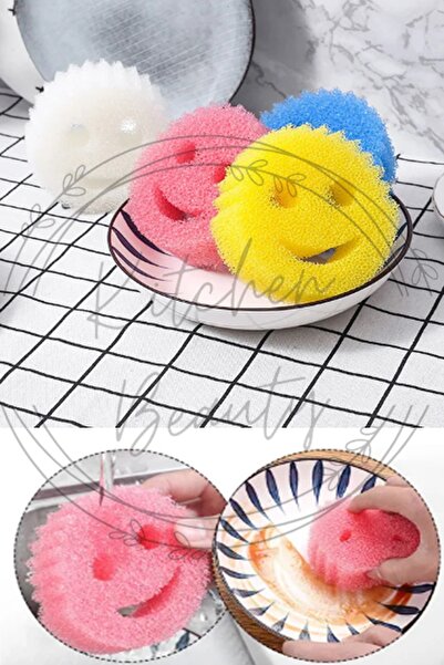 Kitchen Beauty Gülen Yüz Bulaşık Süngeri Lekelere Karşı Ekstra Güçlü Temizlik...