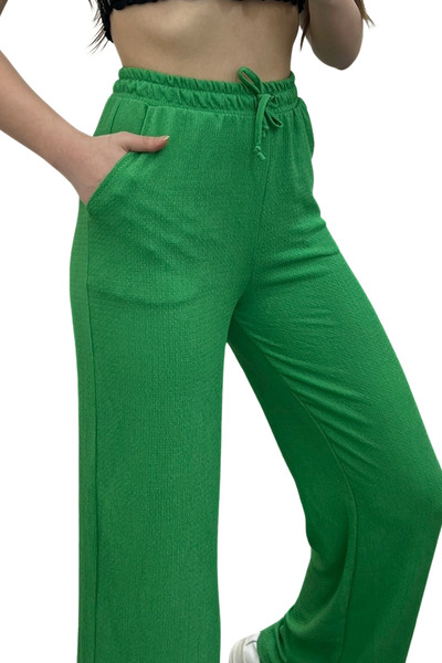BayBayan Pantaloni palazzo pentru femei cu talie înaltă și elastic - textura înfășurată