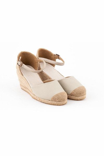 Star Tombis Beige Linen Straw Espadrille - Real Handmade Toe Heel, Handmade