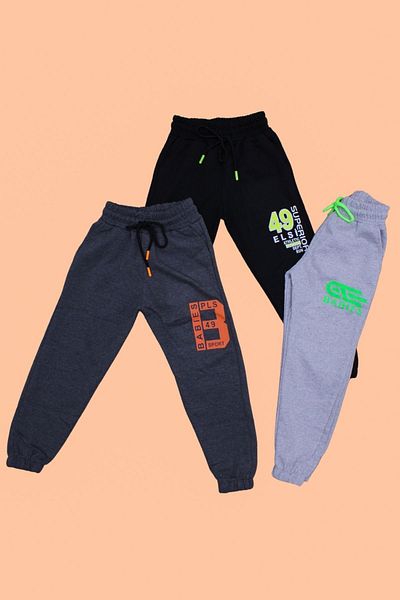 PANİO KİDS Pantaloni de trening pentru băieți cu imprimeu Superior-babies 49-babies - Set de 3, afumat-negru- Gri Melange