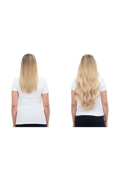 AKOLİFE Küllü Sarı Yarım Ay Çıt Çıt Postiş-fön Maşa Uygulanabilir Gerçek Saç ...