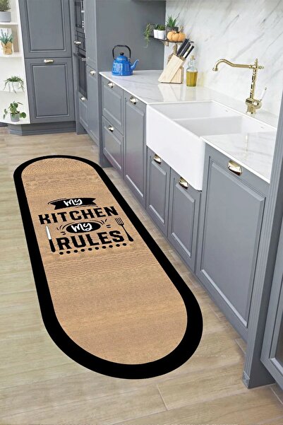 YTR HOME Dijital Baskı Yıkanabilir Kaymaz Taban Dekoratif Salon Mutfak Halısı...