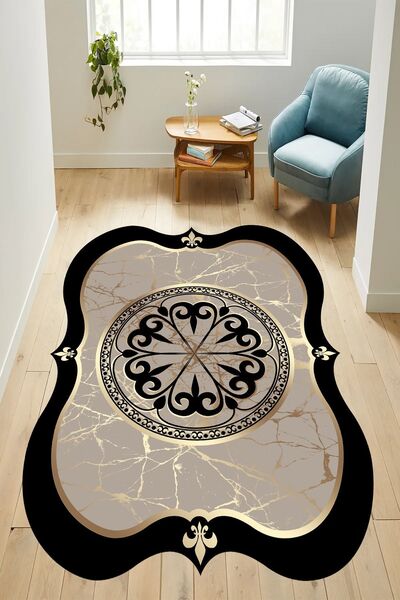 YTR HOME Dijital Baskı Yıkanabilir Kaymaz Taban Dekoratif Salon Mutfak Halısı...