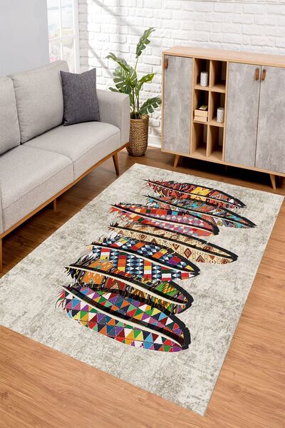 YTR HOME Dijital Baskı Yıkanabilir Kaymaz Taban Dekoratif Salon Mutfak Halısı...