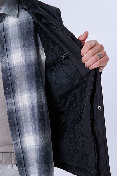 Gavazzi Ανδρικό φουσκωτό μαύρο παλτό Softshell με κουκούλα, ανθεκτικό στο νερό και τον αέρα