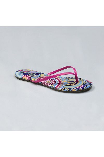 Tkees Women's Classic Pink Motif Patterned Flip Flops