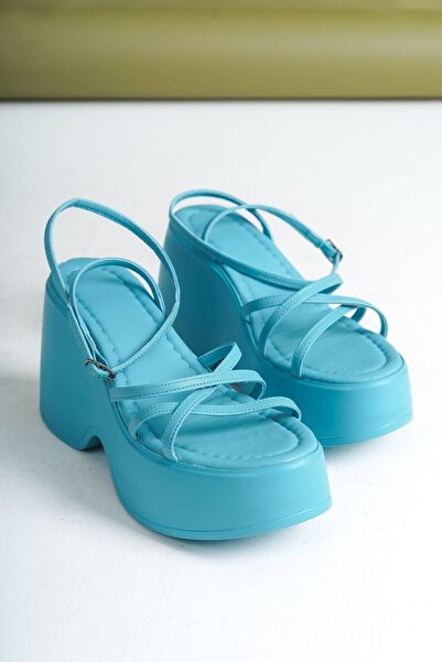 SEEM & BE Vivienne Turquoise Sandals - High Sole and Thin Strap, Summer Shoes