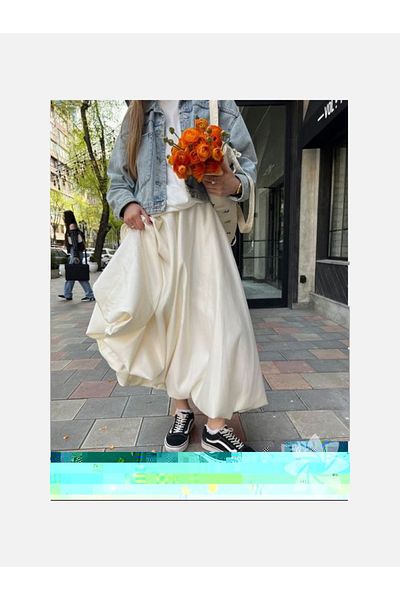 NALINCI Satin Midi Balloon Skirt Satin Balloon Skirt