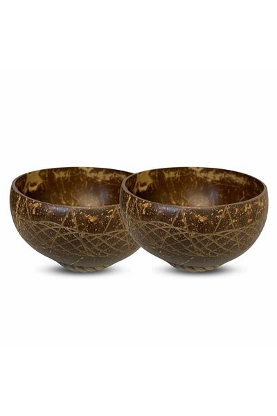 Coconut Products Set of 2 Jumbo Special Design Coconut Bowl