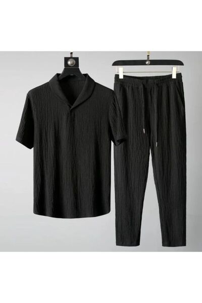 LA GULER Unisex Summer Lycra Wrapped Fabric - Short Sleeve T-Shirt and Sweatpants Set