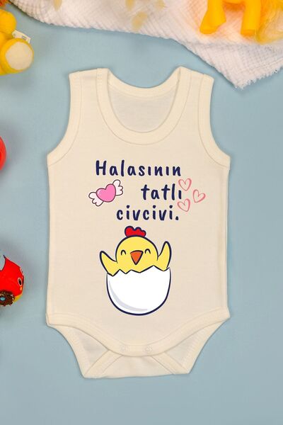 bebetospik Cotton Aunt's Sweet Chick Printed Snap Bodysuit