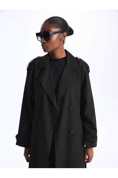 LC Waikiki Damen-Trenchcoat mit geradem Schnitt – Jackenkragen