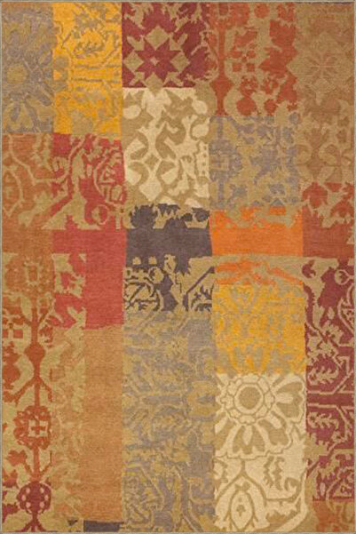 Rugs Modern Halı Orange Floral Patterned Woven Base Carpet and Washable Carpe...