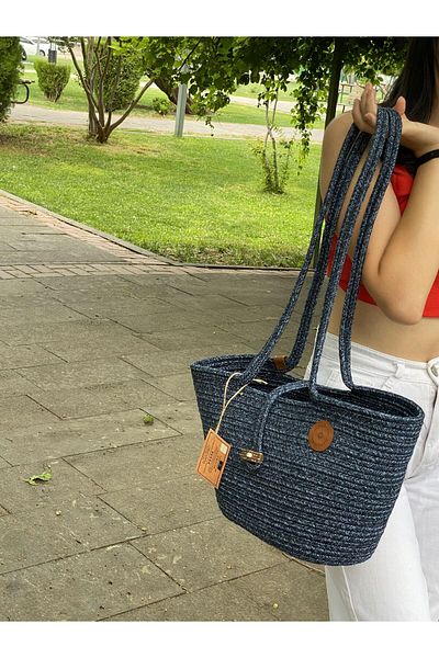 bestiva Дамска чанта от юта Straw Look - чанта за плаж и през рамо