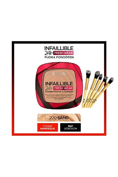 L'Oreal Paris Infaillible 24h Fresh Wear Pudra Fondöten 220 Sable Sand+5li Ba...