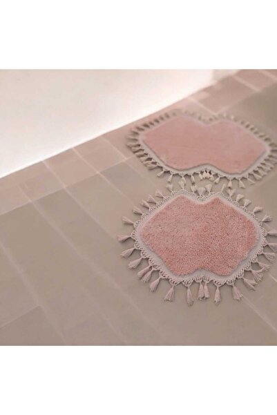 ALTUN CARPET 2 Συσκευασία Πατάκι μπάνιου με βελούδινο πομπόν με κρόσσια - 70x120+50x80