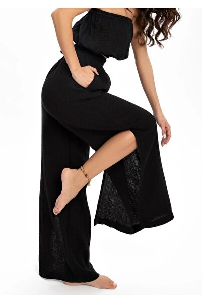 Pupa Muslin Colored Women's Palazzo Trousers - Slit Detail