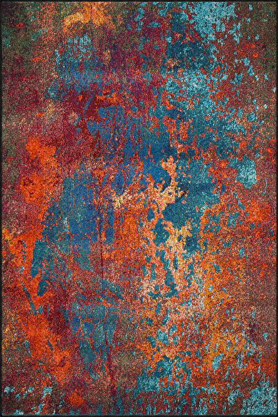 Rugs Modern Halı Kırmızı Renkli Pastelli Desenli Dokuma Taban Halı ve Yıkanab...