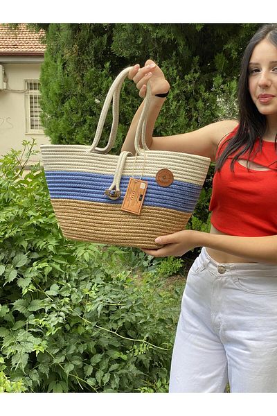 ModaCardin Τσάντα παραλίας και ώμου - Τσάντα χειρός Jute Straw Look