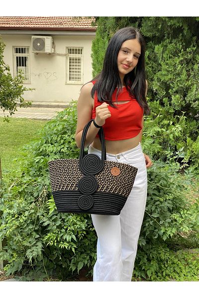 ModaCardin Τσάντα παραλίας και ώμου - Τσάντα χειρός Jute Straw Look