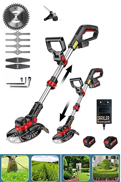 Pro Draxler Alman Şarjlı Çift Akülü Çim Biçme Makinesi Tırpan 3700Vf