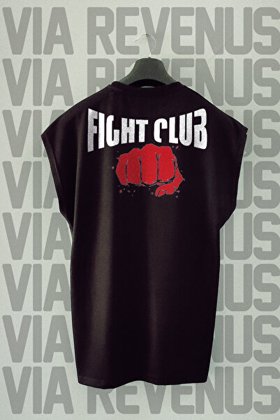 Vordevia تي شيرت رياضي بطبعة خلفية من Fight Club - أكمام صفر
