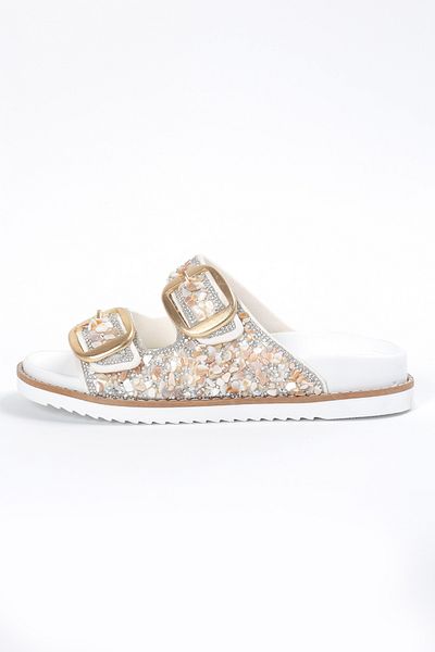 Liza Shoes Papuci de zi cu zi pentru femei cu detaliu de piatră - A010-K104
