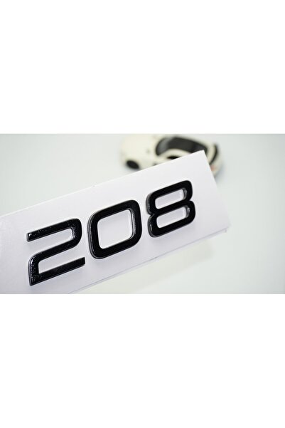Generic Brand شعار 2022 بيجو 208 أسود لامع ABS - غطاء أمامي
