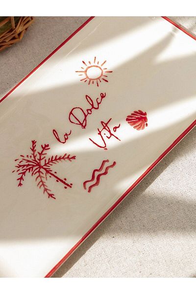LC Waikiki LCW HOME Printed Ceramic Boat Plate 29 Cm