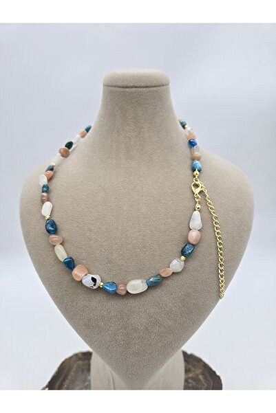 NBS Beautiful Naturel Stones Apatit , Güneş Taşı , Ay Taşı Doğal Taş Kolye ( Altın Kaplama Klipsler Kaliteli )
