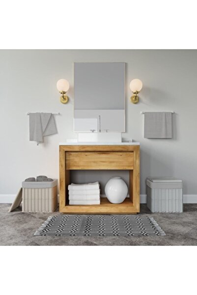 Tropikhome Banyo Paspası Siyah Beyaz Baskılı 50x80 Püsküllü Polyester Kaymaz ...