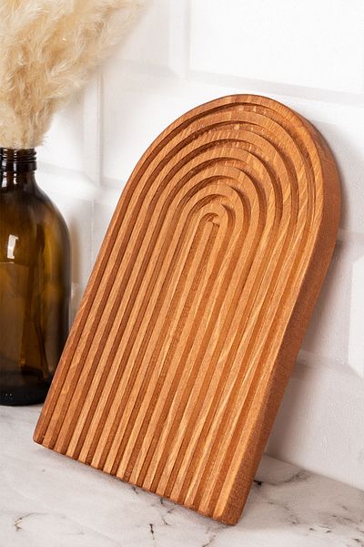 DNS HOME Wooden Carved Half Rainbow Decorative Tray Presentation Tray Presentation Bathroom Tray