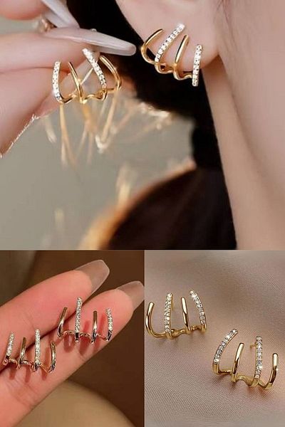 Diloshtrend Design Γυναικεία Σκουλαρίκια Χρυσή Πέτρα Ζιργκόν