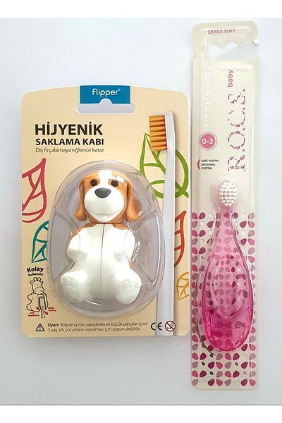 R.O.C.S. 0-3 Years Pink Toothbrush and Dog Figure Storage Container