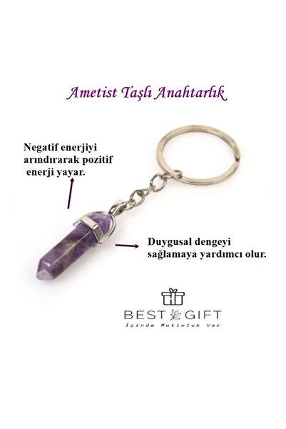 Ametist Doğal Taş Anahtarlık